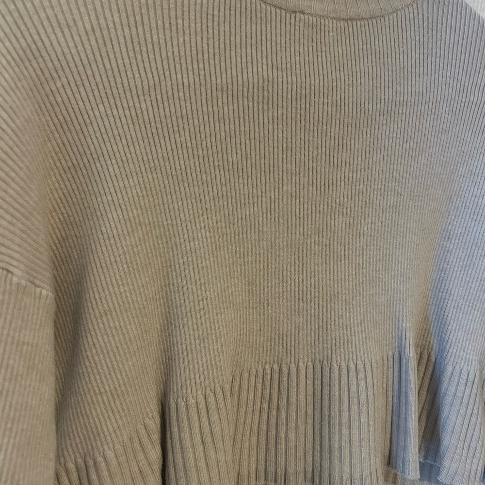 Tan Ribbed Cropped Sweater - Picture 3 of 3